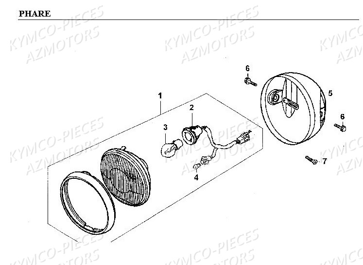 Phare AZMOTORS Pièces Kymco CK PULSAR 125 4T EURO II (RA25EA)