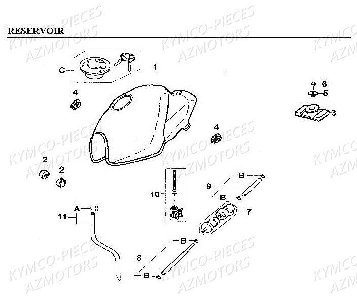 Reservoir KYMCO Pièces Kymco CK PULSAR 125 4T EURO II (RA25EA)