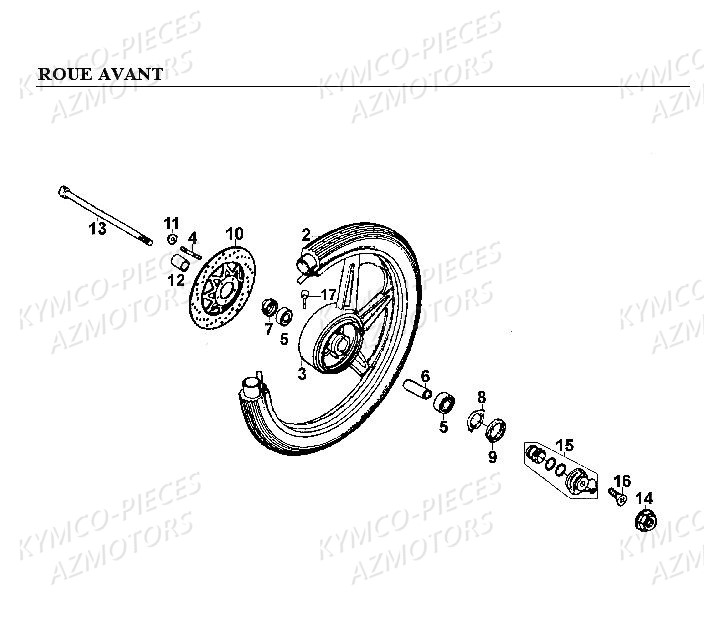 Roue Avant KYMCO Pièces Kymco CK PULSAR 125 4T EURO II (RA25EA)