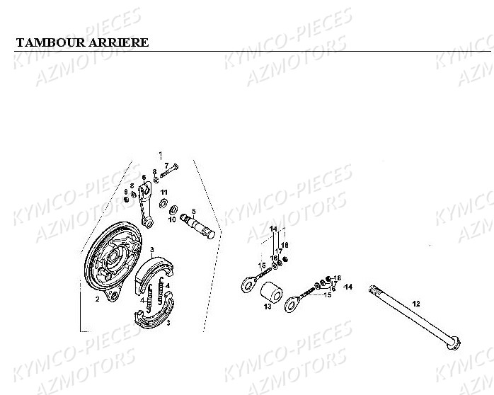 Tambour Arriere AZMOTORS Pièces Kymco CK PULSAR 125 4T EURO II (RA25EA)