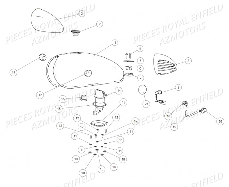 RESERVOIR ROYAL ENFIELD Pieces Pieces ROYAL ENFIELD CLASSIC 500 (E4) GUN METAL GREY (2017-2019)