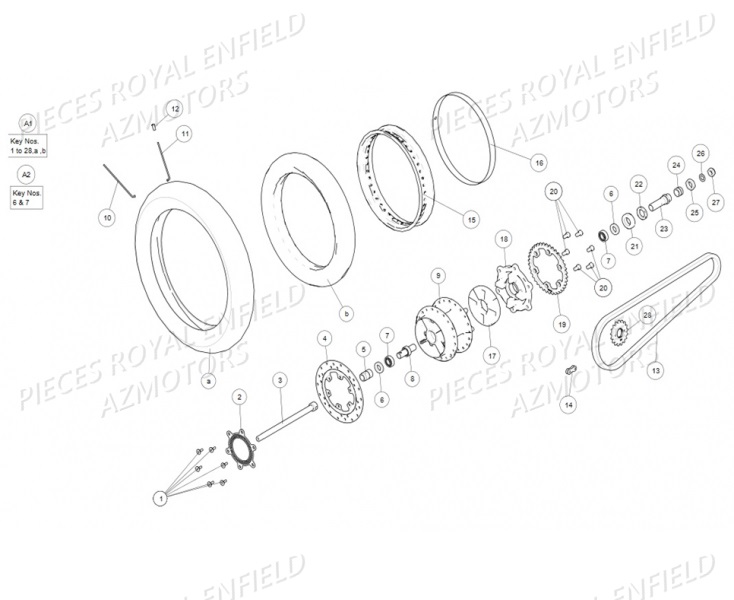 ROUE_ARRIERE ROYAL ENFIELD Pieces Pieces ROYAL ENFIELD CLASSIC 500 (E4) GUN METAL GREY (2017-2019)