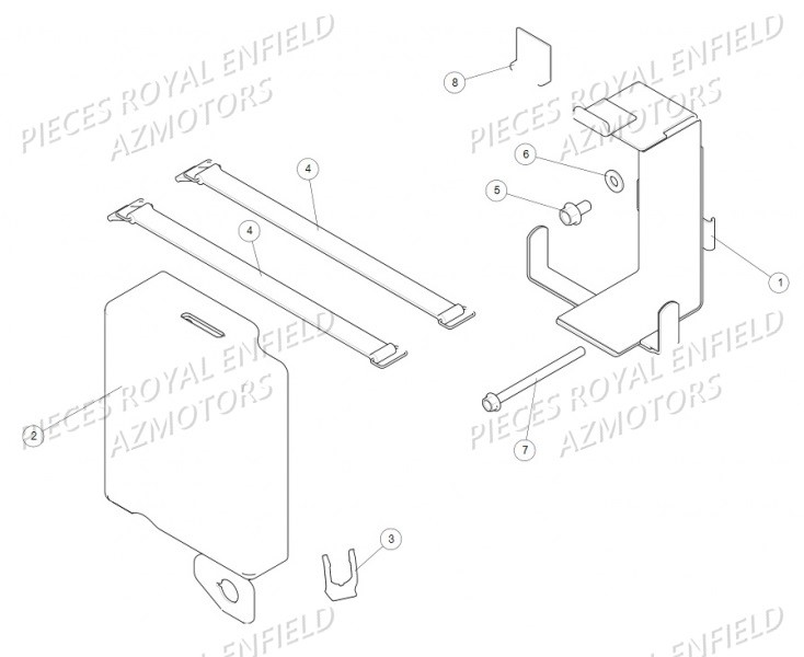 CACHE_SUPPORT_BATTERIE ROYAL ENFIELD Pieces ROYAL ENFIELD CLASSIC MAT 500 (E4) ARMY BATTLE GREEN / SQUADRON BLUE / DESERT STORM (2017-2019)