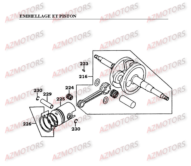 Embiellage   Piston KYMCO Pièces COBRA 100 2T