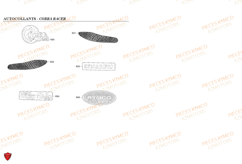 Autocollants Cobra Racer KYMCO Pieces COBRA 50 2T (SF10AF/SF10AG)
