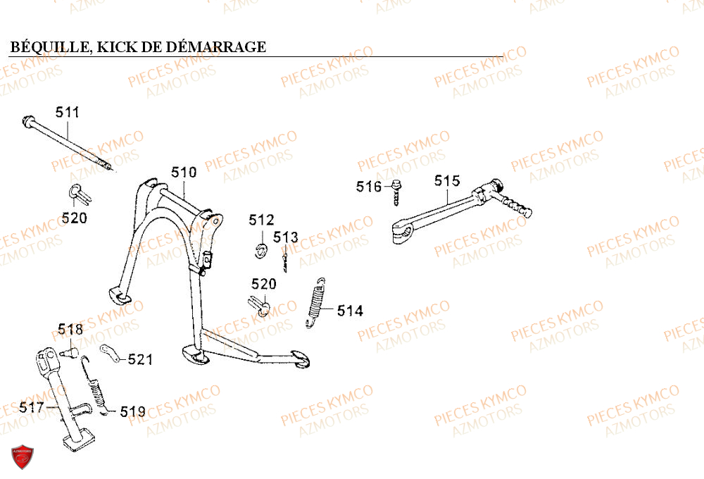 BEQUILLE KYMCO Pieces Scooter 50 COBRA azmotors jeu de plaquette de frein filtre a huile bougie flitre a air kymco pneu variateur huile