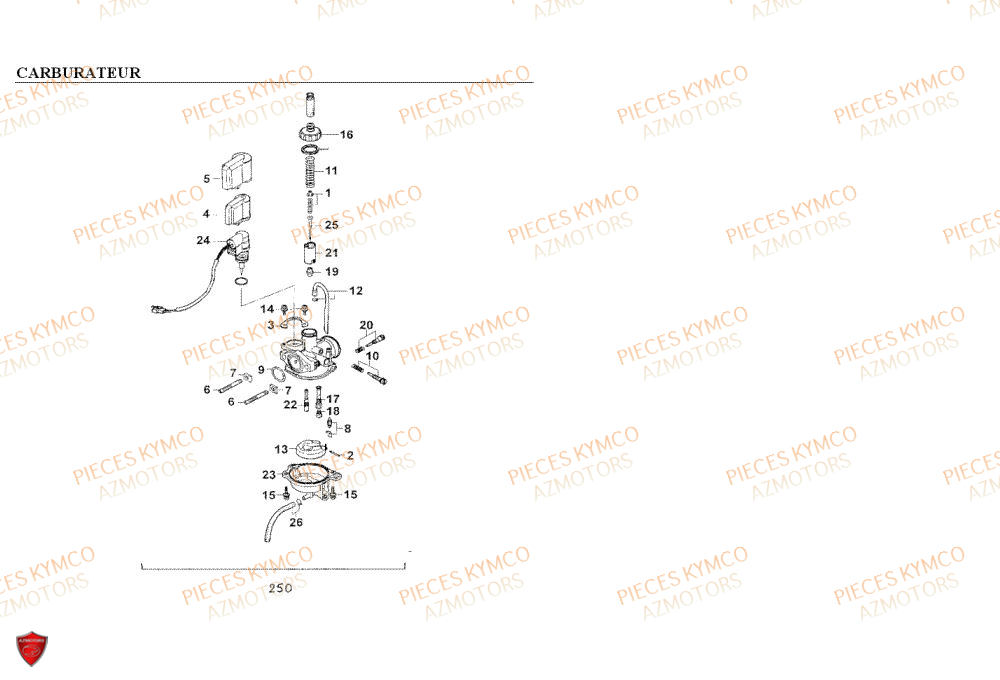 CARBURATEUR KYMCO Pieces Scooter 50 COBRA azmotors jeu de plaquette de frein filtre a huile bougie flitre a air kymco pneu variateur huile