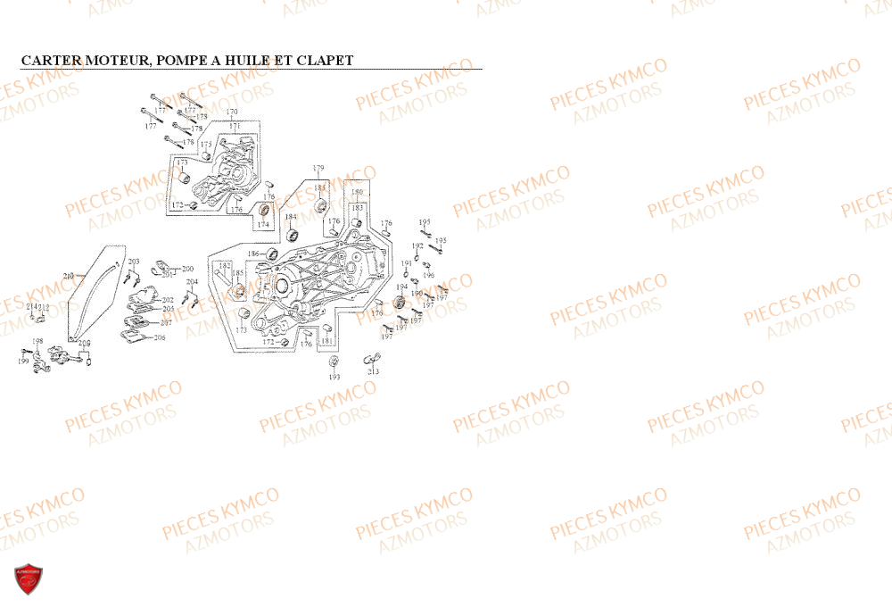 CARTER_MOTEUR KYMCO Pieces Scooter 50 COBRA azmotors jeu de plaquette de frein filtre a huile bougie flitre a air kymco pneu variateur huile