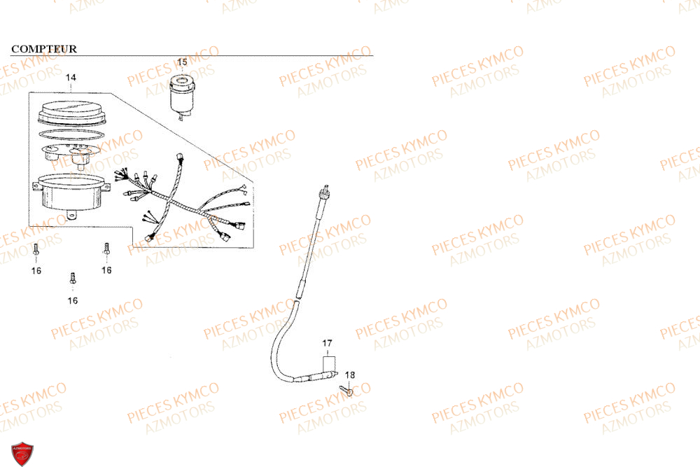 Compteur KYMCO Pieces COBRA 50 2T (SF10AF/SF10AG)