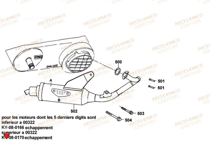 Echappement KYMCO Pieces COBRA 50 2T (SF10AF/SF10AG)