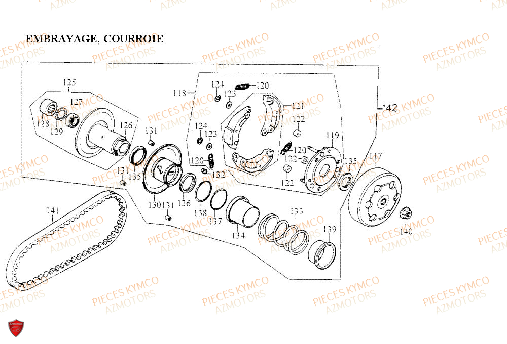 Embrayage KYMCO Pieces COBRA 50 2T (SF10AF/SF10AG)