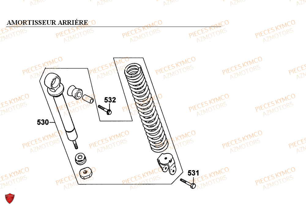 Amortisseur Arriere KYMCO Pieces COBRA 50 2T EXCLUSIVE