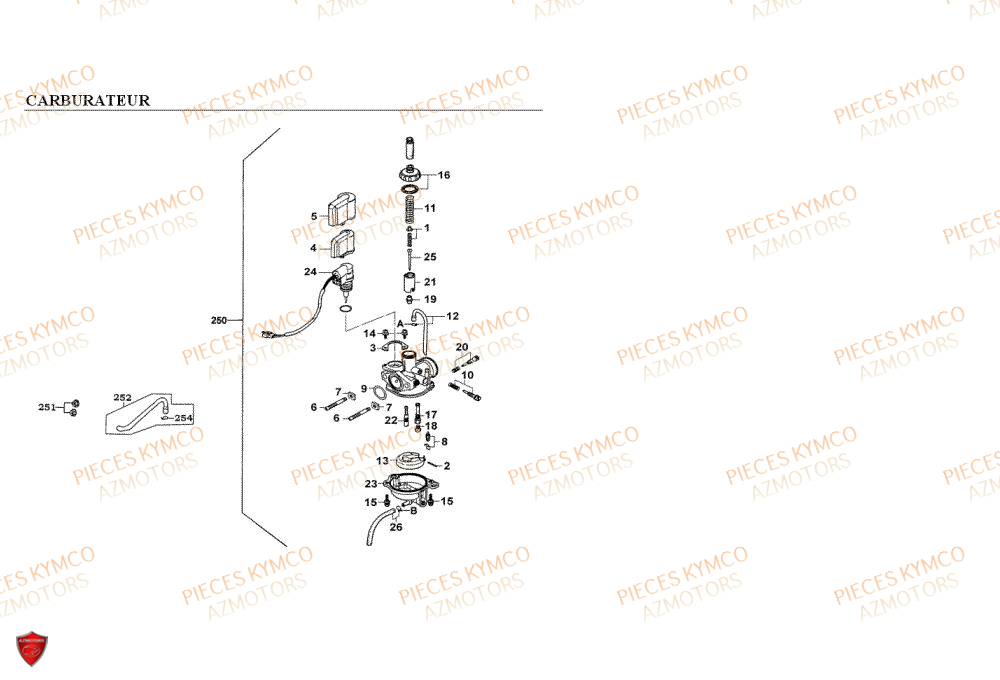 CARBURATEUR KYMCO Pieces Scooter Kymco 50 COBRA 2T EXCLUSIVE