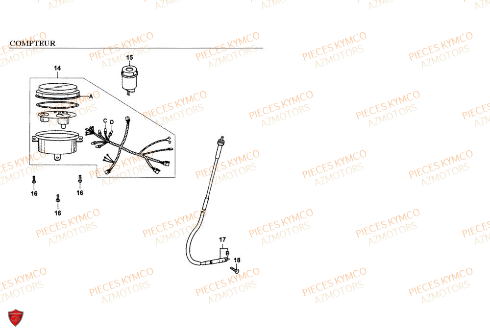 Compteur KYMCO Pieces COBRA 50 2T EXCLUSIVE