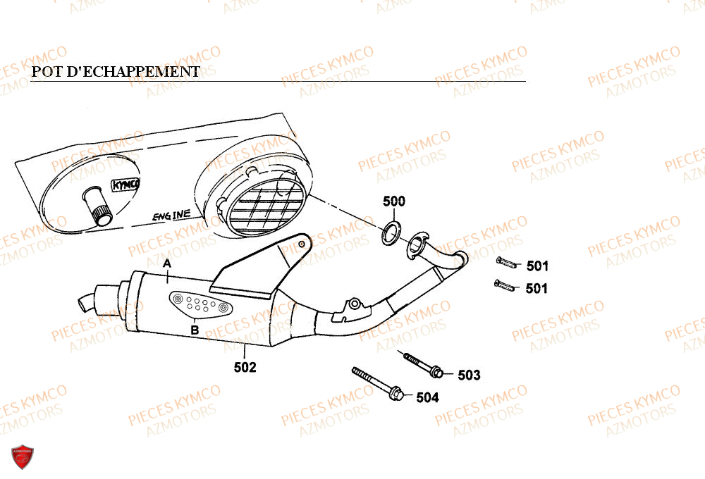 ECHAPPEMENT KYMCO Pieces Scooter Kymco 50 COBRA 2T EXCLUSIVE