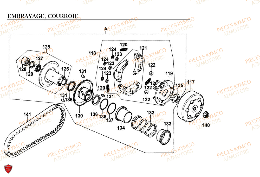 EMBRAYAGE KYMCO Pieces Scooter Kymco 50 COBRA 2T EXCLUSIVE