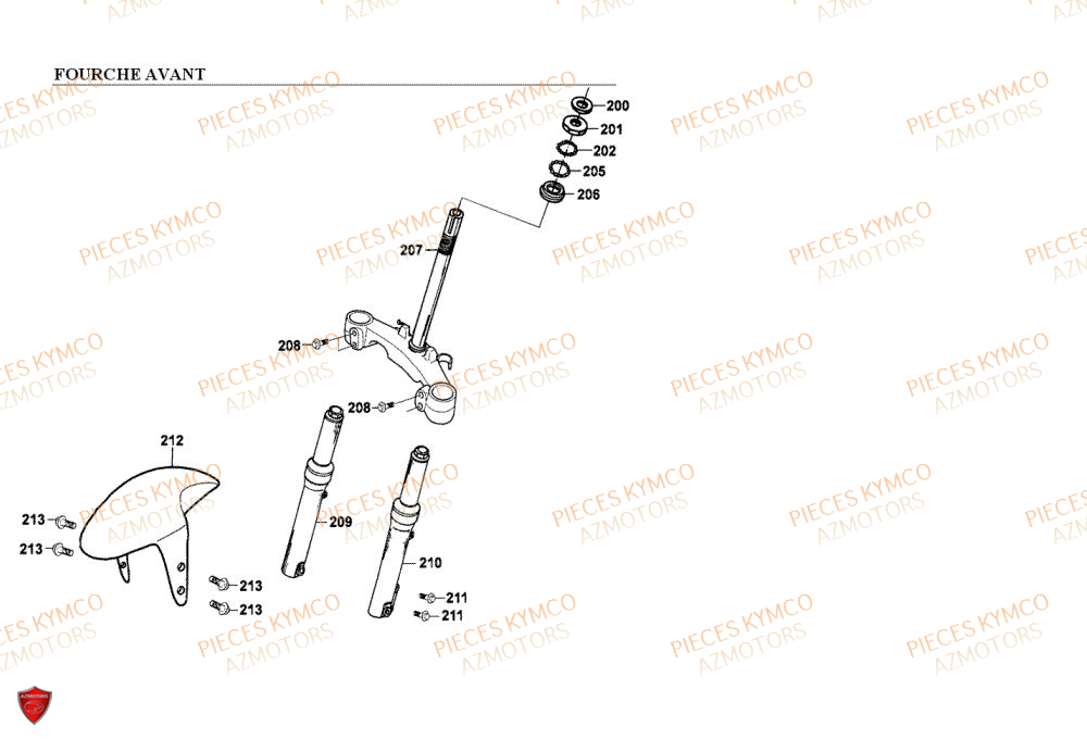 Fourche Avant KYMCO Pieces COBRA 50 2T EXCLUSIVE