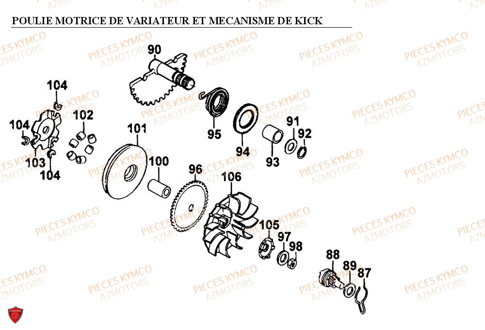 POULIE_VARIATEUR KYMCO Pieces Scooter Kymco 50 COBRA 2T EXCLUSIVE