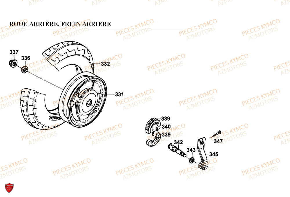 Roue Arriere KYMCO Pieces COBRA 50 2T EXCLUSIVE