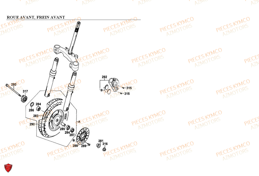 Roue Avant KYMCO Pieces COBRA 50 2T EXCLUSIVE