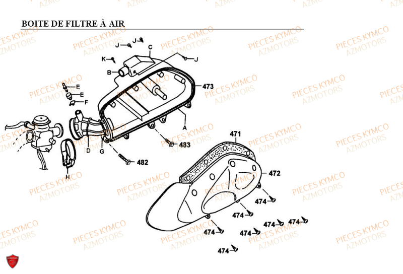 FILTRE_A_AIR KYMCO Pieces Scooter 50 COBRA azmotors jeu de plaquette de frein filtre a huile bougie flitre a air kymco pneu variateur huile