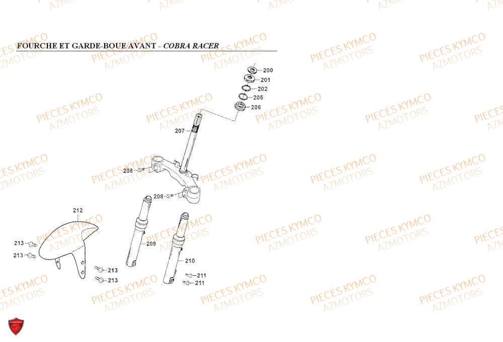 Fourche Avant Cobra Racer KYMCO Pieces COBRA 50 2T (SF10AF/SF10AG)