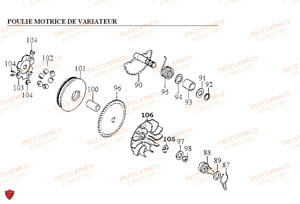 POULIE_MOTRICE KYMCO Pieces Scooter 50 COBRA azmotors jeu de plaquette de frein filtre a huile bougie flitre a air kymco pneu variateur huile