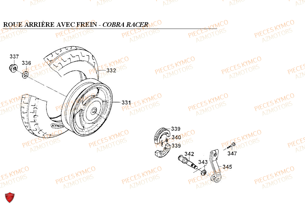 Roue Arriere Cobra Racer KYMCO Pieces COBRA 50 2T (SF10AF/SF10AG)