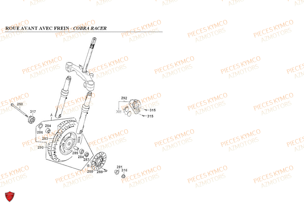 Roue Avant Cobra Racer KYMCO Pieces COBRA 50 2T (SF10AF/SF10AG)
