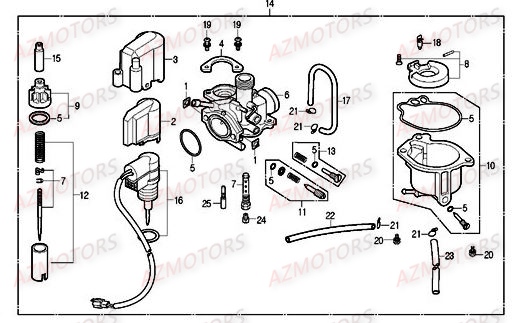 Carburateur DAELIM Pièces Scooter DAELIM CORDI 50cc 2T
