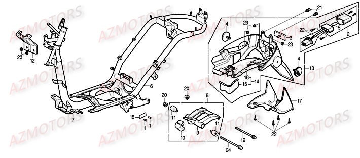 Chassis DAELIM Pièces Scooter DAELIM CORDI 50cc 2T
