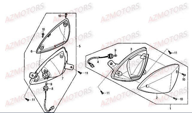 Clignotants Arriere DAELIM Pièces Scooter DAELIM CORDI 50cc 2T
