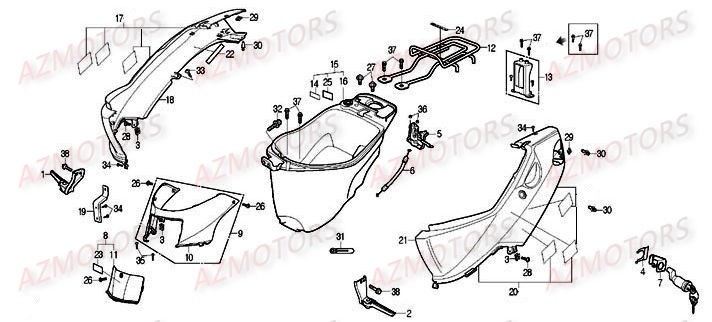 Coffre DAELIM Pièces Scooter DAELIM CORDI 50cc 2T
