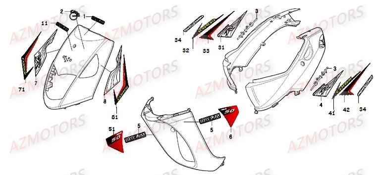 Decorations DAELIM Pièces Scooter DAELIM CORDI 50cc 2T
