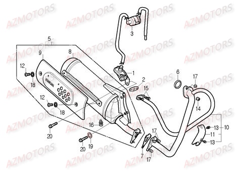 Echappement Version 2 DAELIM Pièces Scooter DAELIM CORDI 50cc 2T

