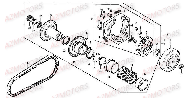 Embrayage DAELIM Pièces Scooter DAELIM CORDI 50cc 2T
