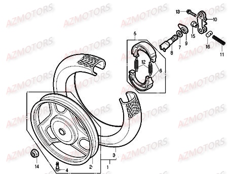 Roue Arriere DAELIM Pièces Scooter DAELIM CORDI 50cc 2T
