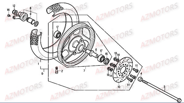 Roue Avant DAELIM Pièces Scooter DAELIM CORDI 50cc 2T
