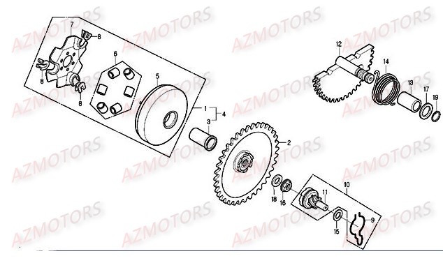 Variateur Kick DAELIM Pièces Scooter DAELIM CORDI 50cc 2T
