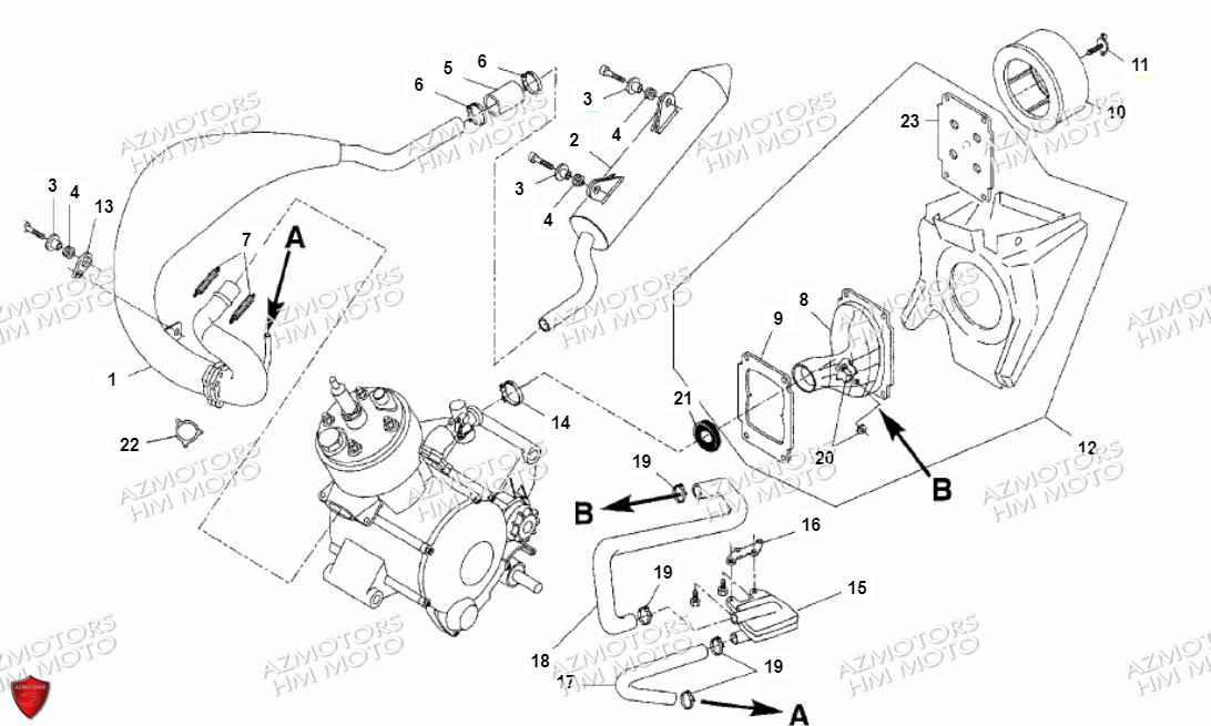 FILTRE_A_AIR-ECHAPPEMENT VENT PIECES HM MOTO 50 CRE ENDURO SIX COMPETITION (2013-14)
Cadre Périmétrique ALU,Fourche hydraulique inversée, réglable Paioli ø 41 mm, débattement 260 mm