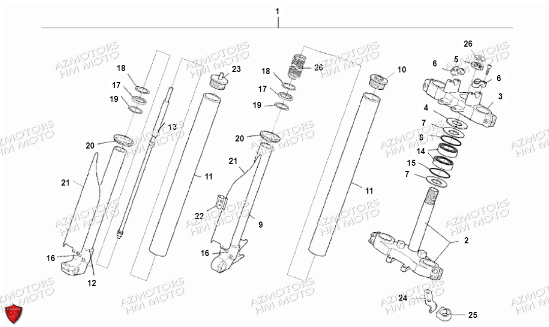 FOURCHE_AVANT VENT PIECES HM MOTO 50 CRE ENDURO SIX COMPETITION (2013-14)
Cadre Périmétrique ALU,Fourche hydraulique inversée, réglable Paioli ø 41 mm, débattement 260 mm