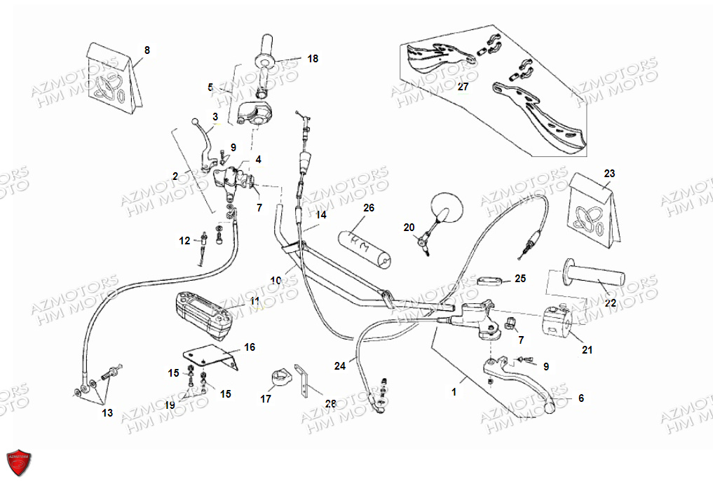 GUIDON_CABLES_POIGNEES VENT PIECES HM MOTO 50 CRE ENDURO SIX COMPETITION (2013-14)
Cadre Périmétrique ALU,Fourche hydraulique inversée, réglable Paioli ø 41 mm, débattement 260 mm