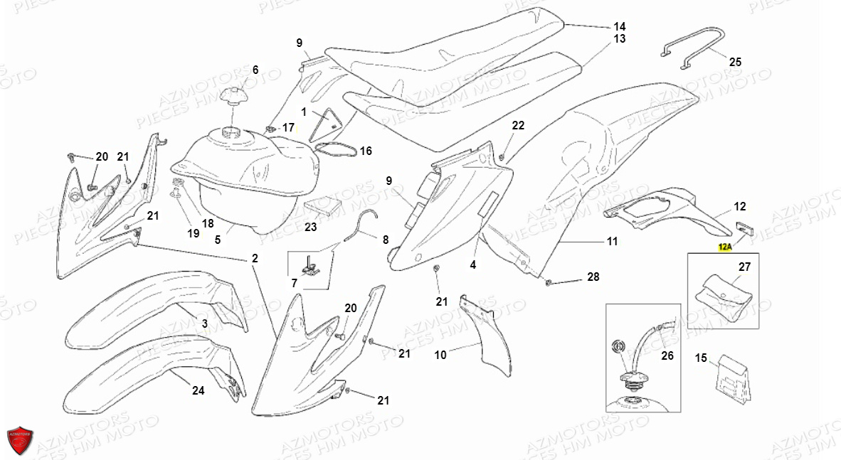 Carenages Reservoir Selle VENT PIECES HM 50 CMC (2010-2011)