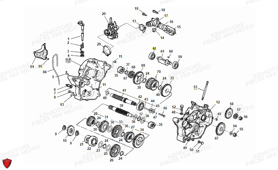 Moteur Carburateur Boite A Vitesses VENT PIECES HM 50 CMC (2010-2011)