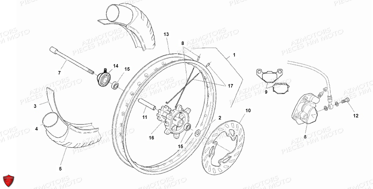 ROUE_AVANT VENT PIECES HM MOTO 50 HM CMC (2010 - 2011)