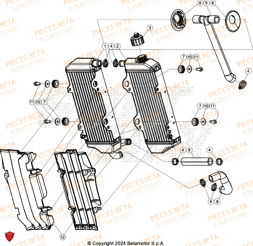 Radiateur BETA Pieces BETA CROSS RX 250 2T - (2026)