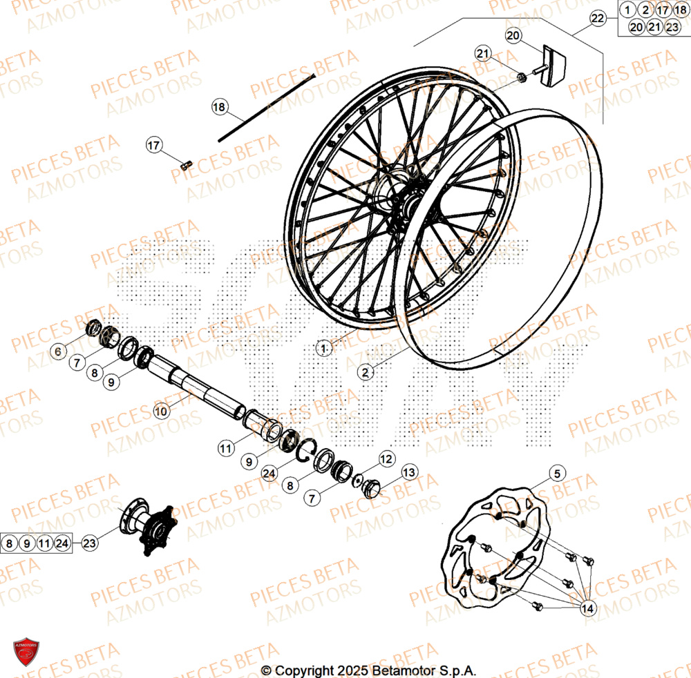 Roue Avant BETA Pieces BETA CROSS RX 250 2T - (2026)