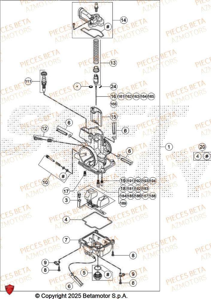 Carburateur BETA Pieces BETA CROSS RX 350 2T - (2026)