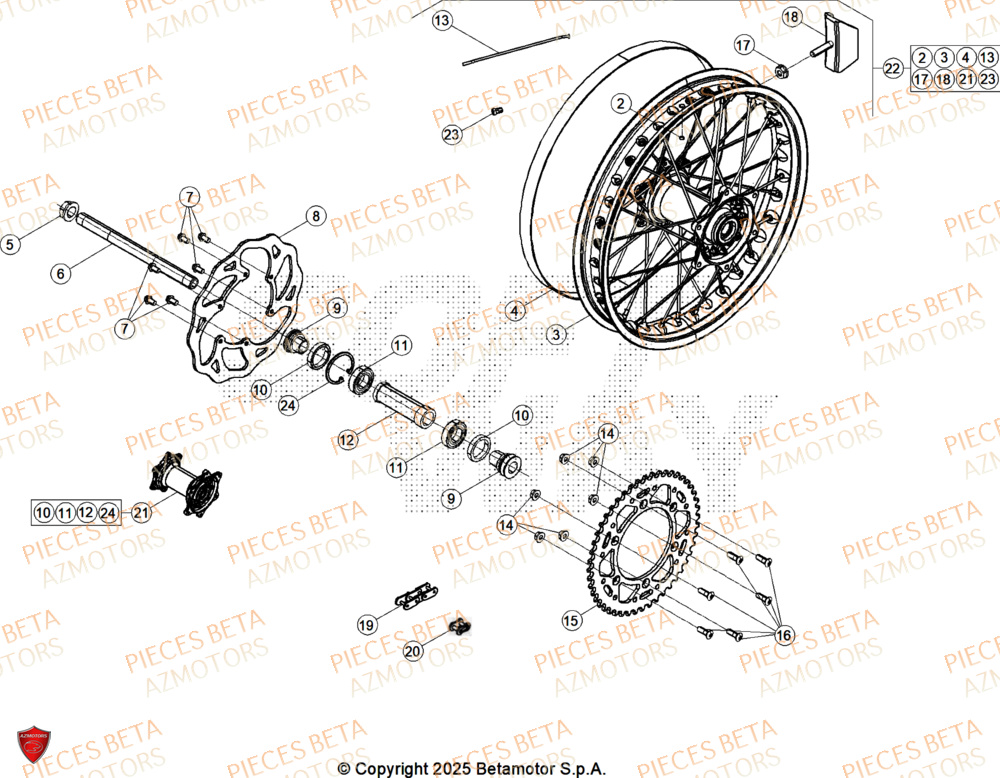 Roue Arriere BETA Pieces BETA CROSS RX 350 2T - (2026)