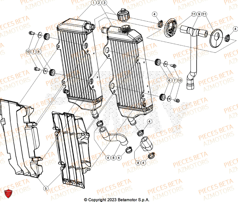 Radiateur BETA Pieces BETA CROSS RX 450 4T - (2026)